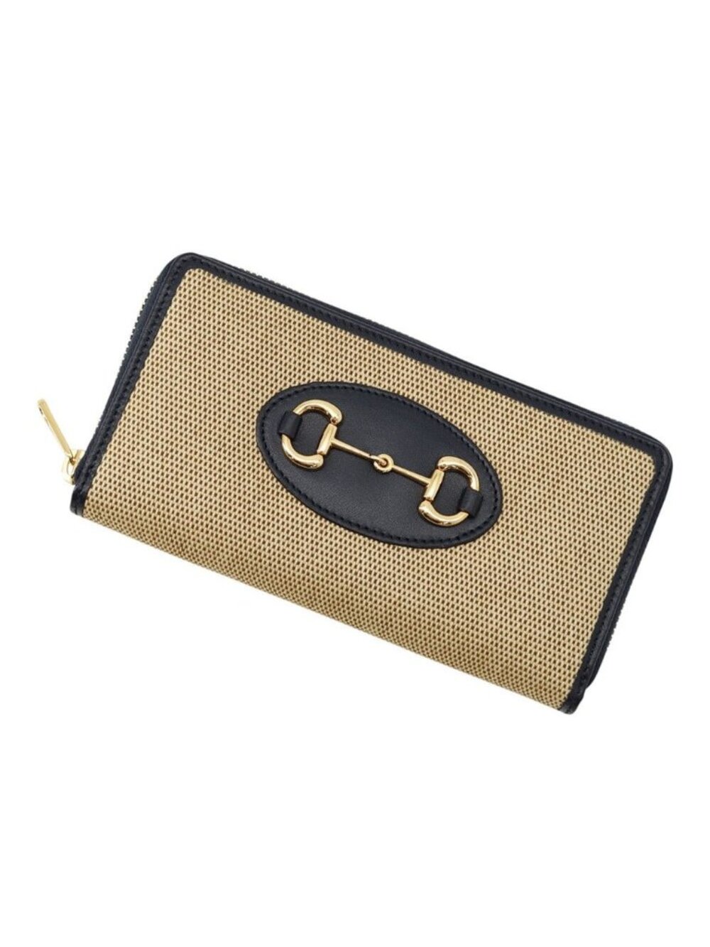 Gucci Wallet Horsebit 1955 Zip Around Canvas Leather Black